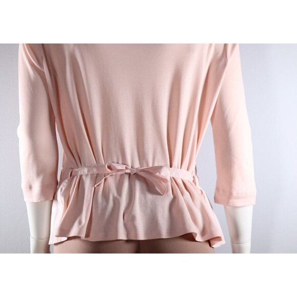 Luisa Cerano Women's US8 Pink T-Shirt 3/4 Sleeve Cotton Tie-Back Peplum Top $325 - Picture 4 of 10